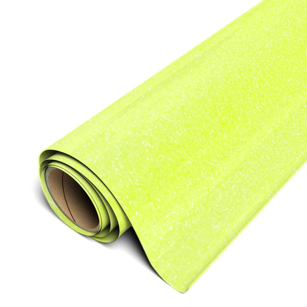 Siser Glitter HTV 20" x 50yd Roll - Iron on Heat Transfer Vinyl (Neon Yellow)