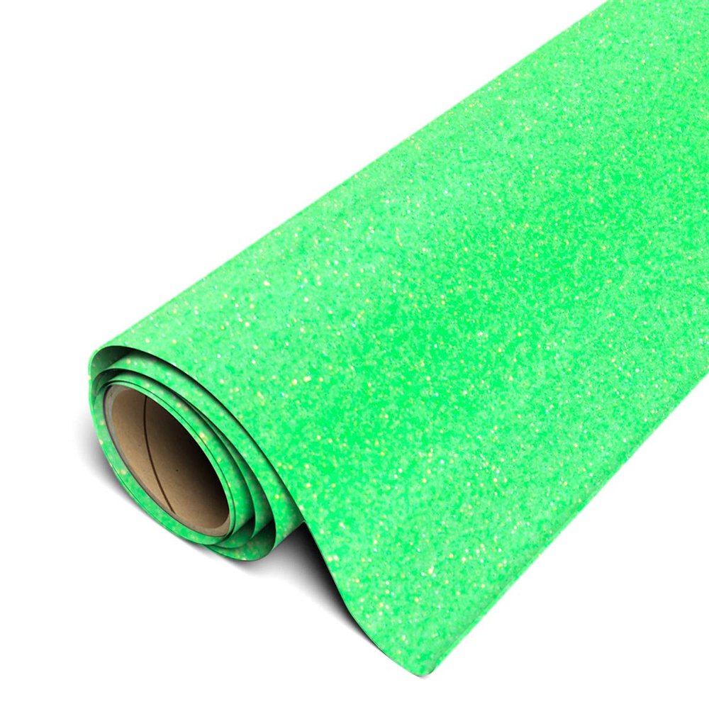 Siser Glitter HTV 20" x 10ft Roll - Iron on Heat Transfer Vinyl (Neon Green)