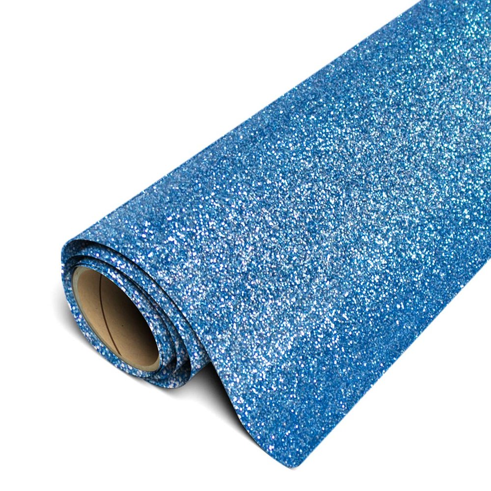 Siser Glitter HTV 20" x 10ft Roll - Iron on Heat Transfer Vinyl (Old Blue)