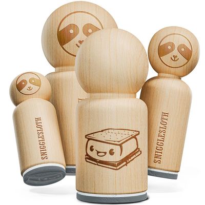 Cute Kawaii S'Mores Marshmallow Rubber Stamp for Stamping Crafting Planners - 1-1/4 Inch Large