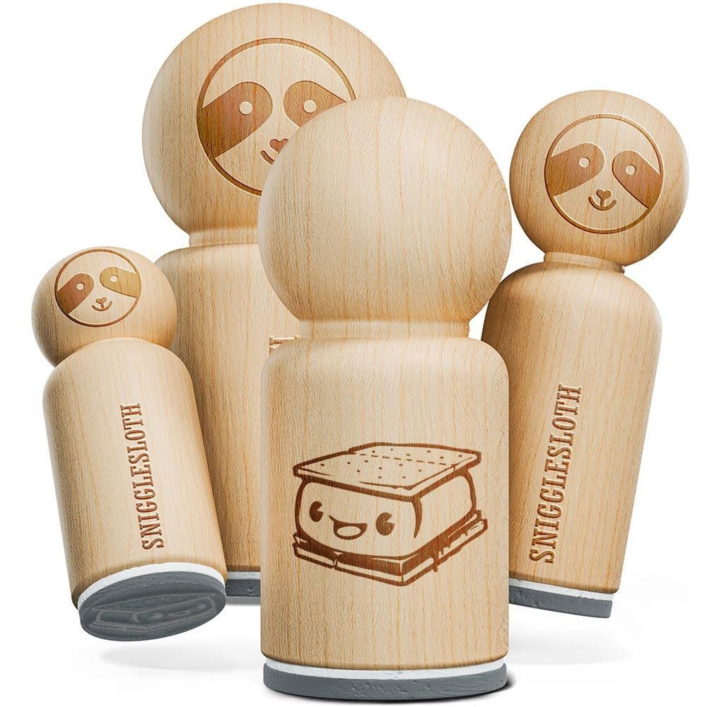 Cute Kawaii S'Mores Marshmallow Rubber Stamp for Stamping Crafting Planners - 1-1/4 Inch Large