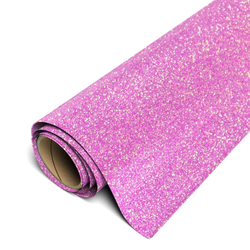 Siser Glitter HTV 20" x 10ft Roll - Iron on Heat Transfer Vinyl (Translucent Pink)