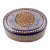 NOVICA Artisan Handmade Papier Mache Decorative Box Velvetlined Blue Gold Trinket from India Tone Wood Accessories Boxes Painted Leaf Tree [2.1in H x 4.7in W x 3.5in D] ' Kashmir Blue' view 1