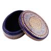 NOVICA Artisan Handmade Papier Mache Decorative Box Velvetlined Blue Gold Trinket from India Tone Wood Accessories Boxes Painted Leaf Tree [2.1in H x 4.7in W x 3.5in D] ' Kashmir Blue' view 3