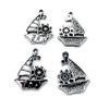 20 PCS Antique Silver Plated Jewelry Making Charms Supplies Crafting T3YQ4N Sailboat Junk Sailing Ship view 1
