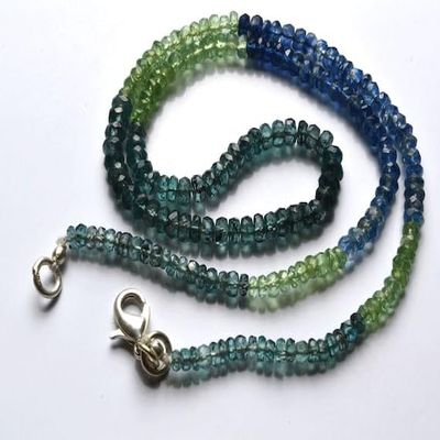 BEADS GEMSTONE 1 Strand Natural 16 inch Natural Gemstone Super Multi color Kyanite Faceted Roundel Beads Full Strand Fine Quality Beads Necklace 3 TO 4 MM Code-HIGH-21624