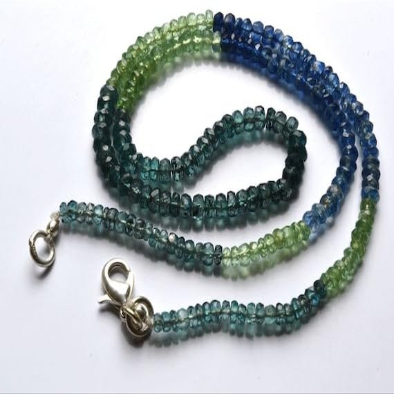 BEADS GEMSTONE 1 Strand Natural 16 inch Natural Gemstone Super Multi color Kyanite Faceted Roundel Beads Full Strand Fine Quality Beads Necklace 3 TO 4 MM Code-HIGH-21624