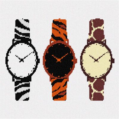 Pepita Needlepoint Canvas: Funky Watches 2, 12" x 10"