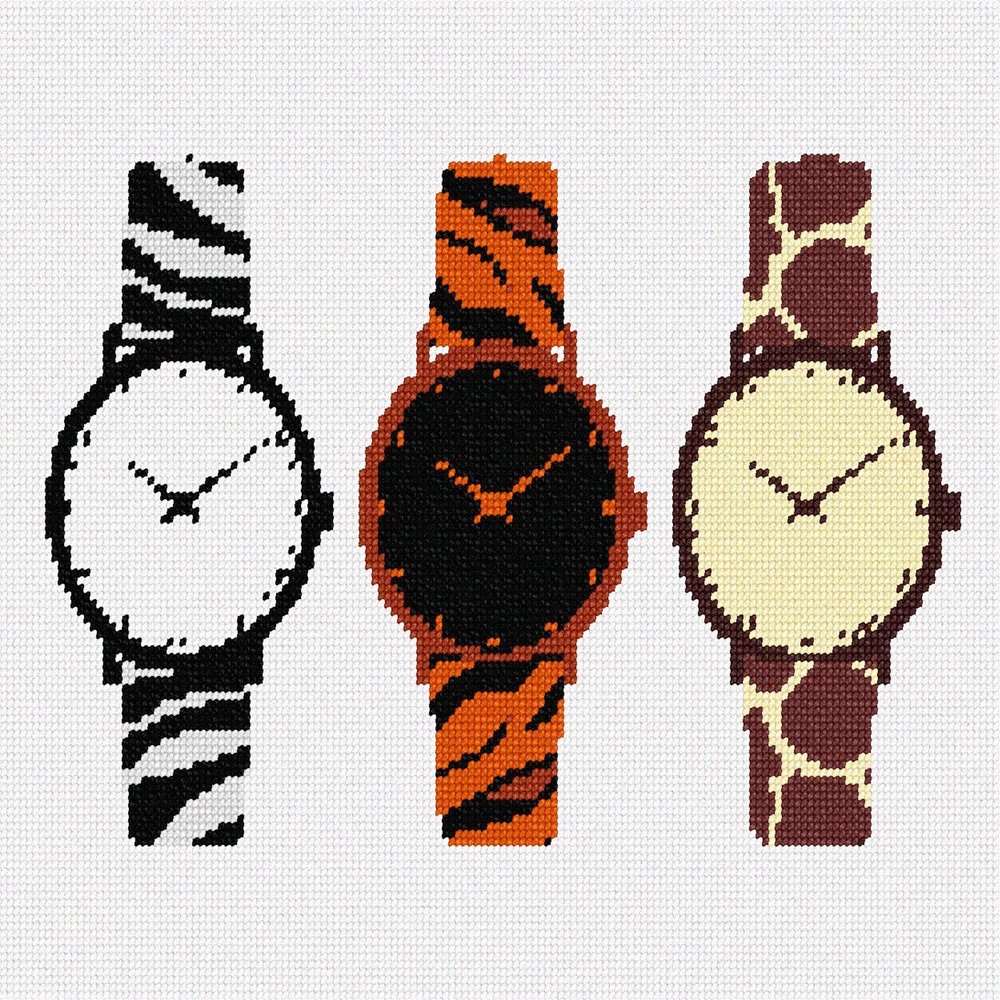 Pepita Needlepoint Canvas: Funky Watches 2, 12" x 10"