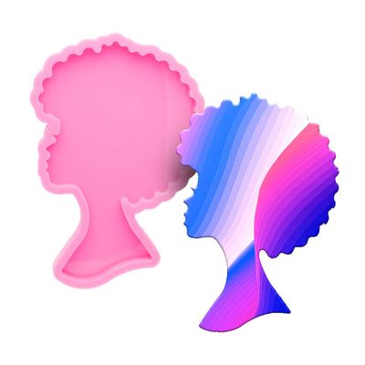 Super Shiny Afro Female Coaster Resin Molds Woman Girls Head Silicone Coaster Mold Geode Coaster Agate Resin Mold for DIY Coasters or Jewelry Making