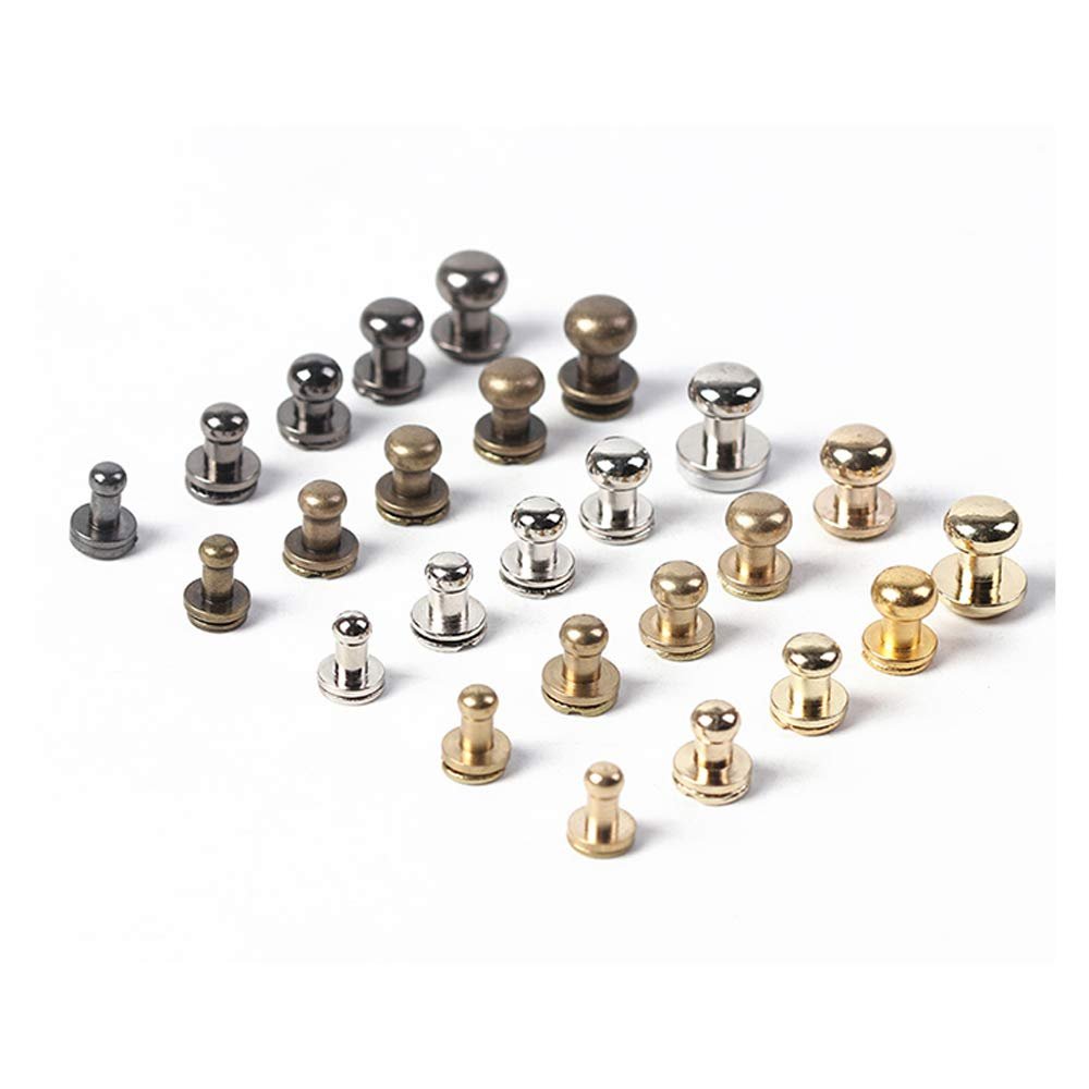 20pcs/Pack Solid Brass Round Head Screw Studs Brass Button Nail Rivet Leather Craft Accessories