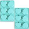 Newk Heart Shaped Silicone Mold, 6 Cavity Non-Stick Silicone Mold for Cake, Jellys, Soap - Set of 2, Blue view 1