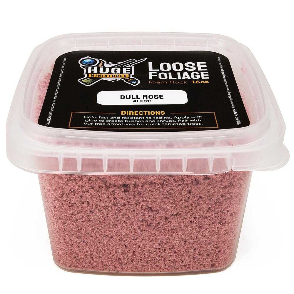 Huge Miniatures Loose Foliage, Dull Rose Tree Flock for Terrain Model Kits and Hobby Train Scenery by Huge Minis - 16oz Resealable Tub