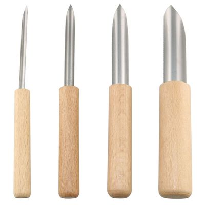 Tegg Semi Round Hole Cutter 4 PCS Stainless Steel and Wood Semicircle Hole Cutters Drilling Sculpture Tools for Pottery Clay Sculpture