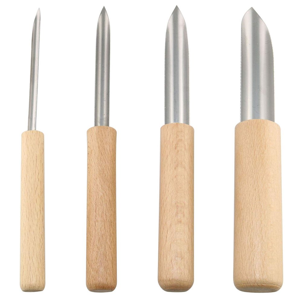 Tegg Semi Round Hole Cutter 4 PCS Stainless Steel and Wood Semicircle Hole Cutters Drilling Sculpture Tools for Pottery Clay Sculpture
