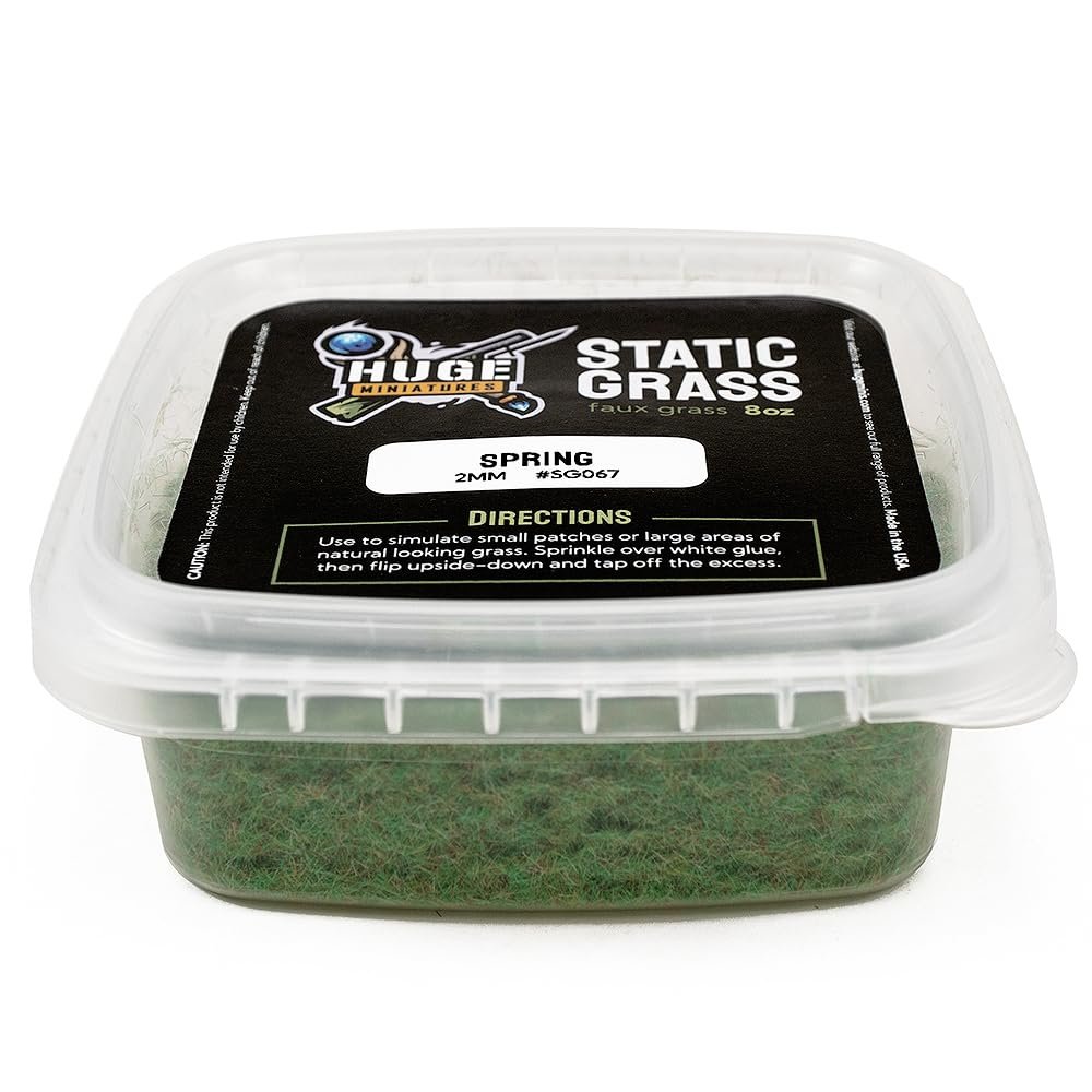 Huge Miniatures Static Grass, Spring Green 2mm Summer Diorama Tabletop Scenery and Model Basing Autumn Fall Winter Railroad - 8oz Container