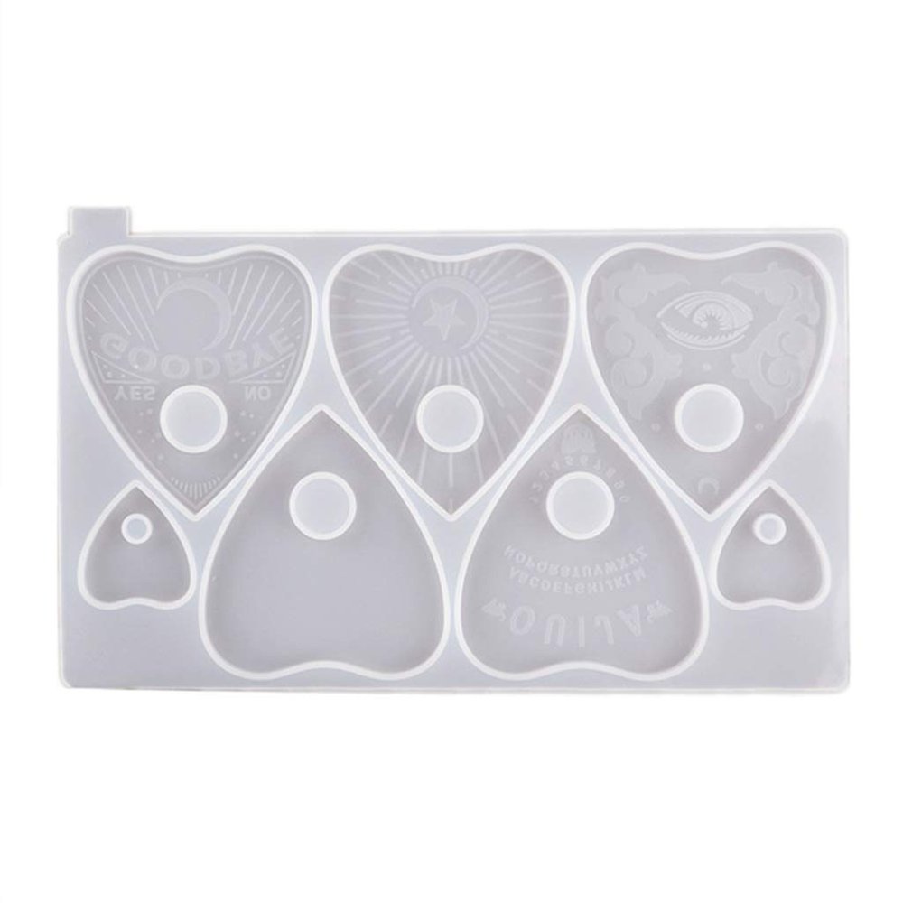 chengzui DIY Resin Mold Creative Gothic Witchcraft Board Heart Pendant Keychain Resin Mold Handmade Ouijas Planchette with Hole Silicone Art Crafts Making Tools