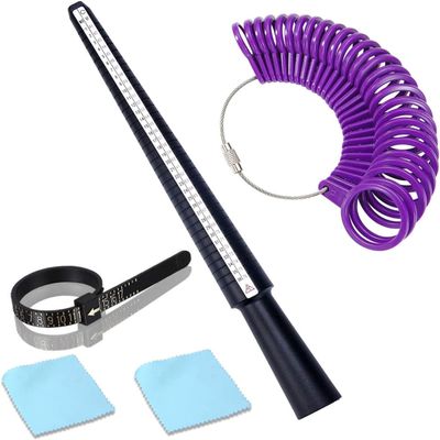Ring Sizer Gauge Set, Finger Measurement Tools and Bonus Plastic Ring Sizer Belt,Jewelry Sizing Tools US 0-13 Standard for Women and Men