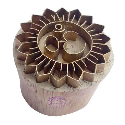 Royal Kraft Round Brass Wooden Stamps for Block Printing on Clay, Pottery, Fabric BBtag001