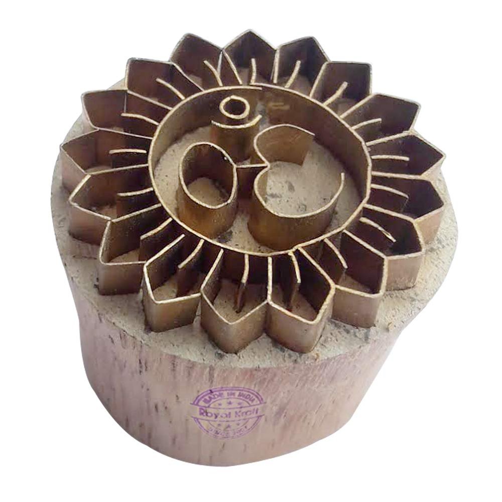 Royal Kraft Round Brass Wooden Stamps for Block Printing on Clay, Pottery, Fabric BBtag001