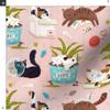 Spoonflower Fabric - Home Cats Cute Cat Kitten Decor Hand Drawn Printed on Organic Cotton Sateen Fabric Fat Quarter - Sewing Quilting Apparel Home Decor view 3