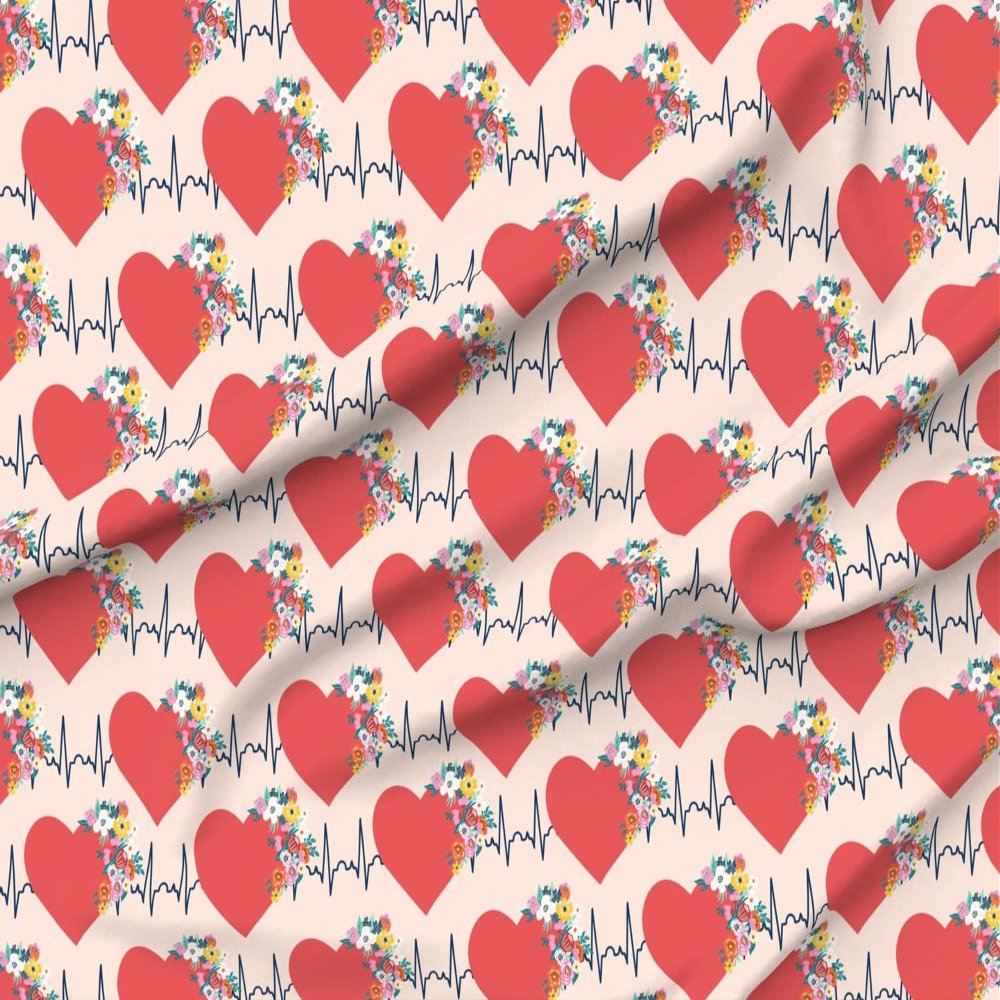 Spoonflower Fabric - You Medical Flowers Heart Love Doctor Nurse Awareness Printed on Minky Fabric by The Yard - Sewing Baby Blankets Quilt Backing Plush