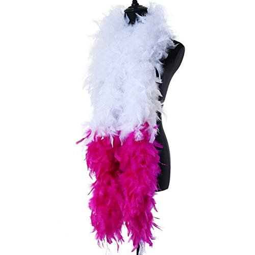 2 Yards 90 Grams Turkey Feathers Boa Turkey Plumes Shawl for DIY Carnival Party Dress Clothes Decoration Crafts Plume - Rose Red