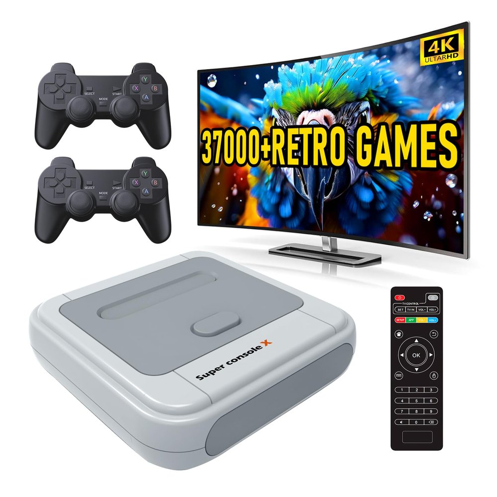 Kinhank Retro Game Console,Super Console X PRO Emulator Console with 37000+ Video Games,Video Game Console with 60+ Emulator,Game Consoles for 4K HD Output,5 Players,LAN/WiFi,Best Gifts for Men