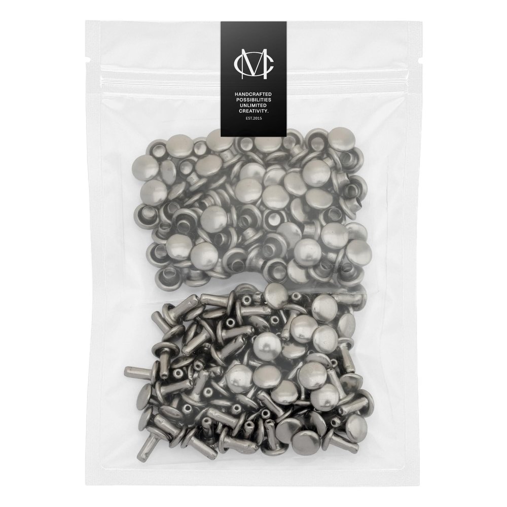 CRAFTMEMORE Leather Rivet Double Cap Rivets Tubular Metal Studs for Leather Craft Repairs Decoration TLDC (7 mm Cap 500 Pack, Gunmetal)