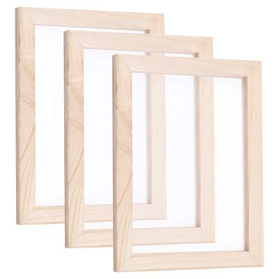 SUPERFINDINGS 3PCS Burlywood Papermaking Frame Rectangle Wooden Paper Making Screen Tools for Dried Flower Handcraft DIY Paper Craft, 9.8 x 7.48 x 0.47 Inches