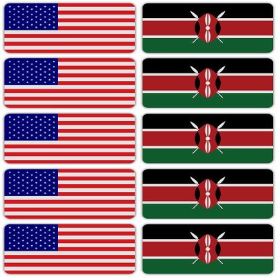 (x10) 3M Reflective Kenya and US Flag Stickers | Versatile Safety Decals | Hard hats, laptops, bikes, toolboxes