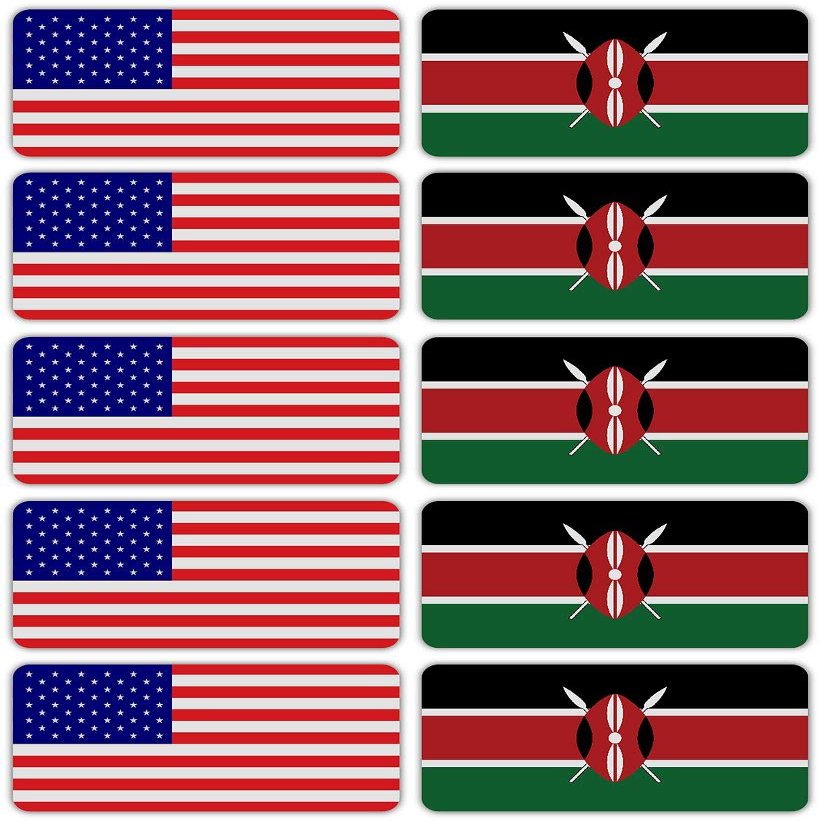 (x10) 3M Reflective Kenya and US Flag Stickers | Versatile Safety Decals | Hard hats, laptops, bikes, toolboxes