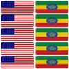 (x10) 3M Reflective Ethiopia and US Flag Stickers | Versatile Safety Decals | Hard hats, laptops, bikes, toolboxes view 1