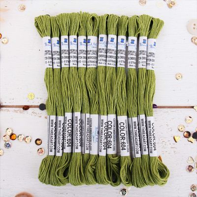 12 Skeins ThreadArt Premium Egyptian Long Fiber Cotton Embroidery Floss | Avocado | 6 Strand Divisible Thread 8.75yds Each for Hand Embroidery, Friendship Bracelets, Cross Stitch and Crafts