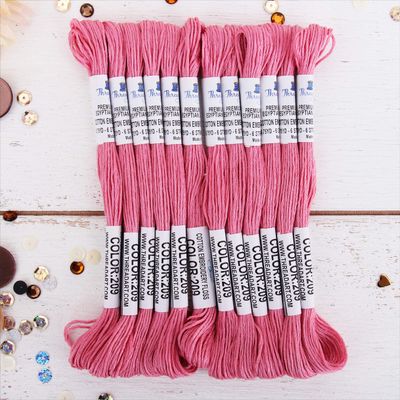 12 Skeins ThreadArt Premium Egyptian Long Fiber Cotton Embroidery Floss | Dusty Rose | 6 Strand Divisible Thread 8.75yds Each for Hand Embroidery, Friendship Bracelets, Cross Stitch and Crafts