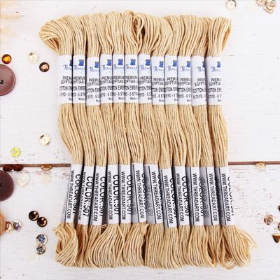 12 Skeins ThreadArt Premium Egyptian Long Fiber Cotton Embroidery Floss | Cream | 6 Strand Divisible Thread 8.75yds Each for Hand Embroidery, Friendship Bracelets, Cross Stitch and Crafts