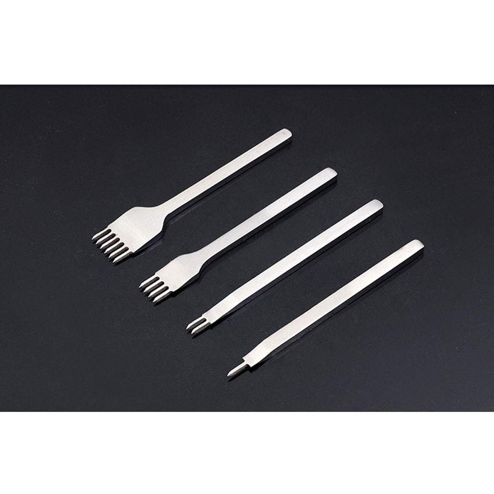 1pcs 6mm 4 Prong DIY Leather Hole Punch Leather Punch Set Diamond Sewing Awl Thread Needles Leather Stitching Kit Tools for Speedy Stitcher Tiger Thread