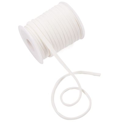Cheriswelry 21.87 Yards 5mm Elastic Nylon Cord Flat Stretch Beading Strings Chinese Knotting Cord Soft Band Rope Braided Fabric Threads for DIY Crafting Sewing Macrame Jewelry Making Creamy White