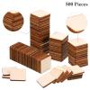 Jetec 500 Pieces Small Wood Pieces Blank Square Unfinished Wood Round Corner Wood Slices Square Wood Blocks for Crafts Carving Engraving Making, 1 x 1 Inch view 2