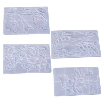 Silicone Die 4pcs Flower Mold DIY Mold for Clay Create Beautiful Flowers