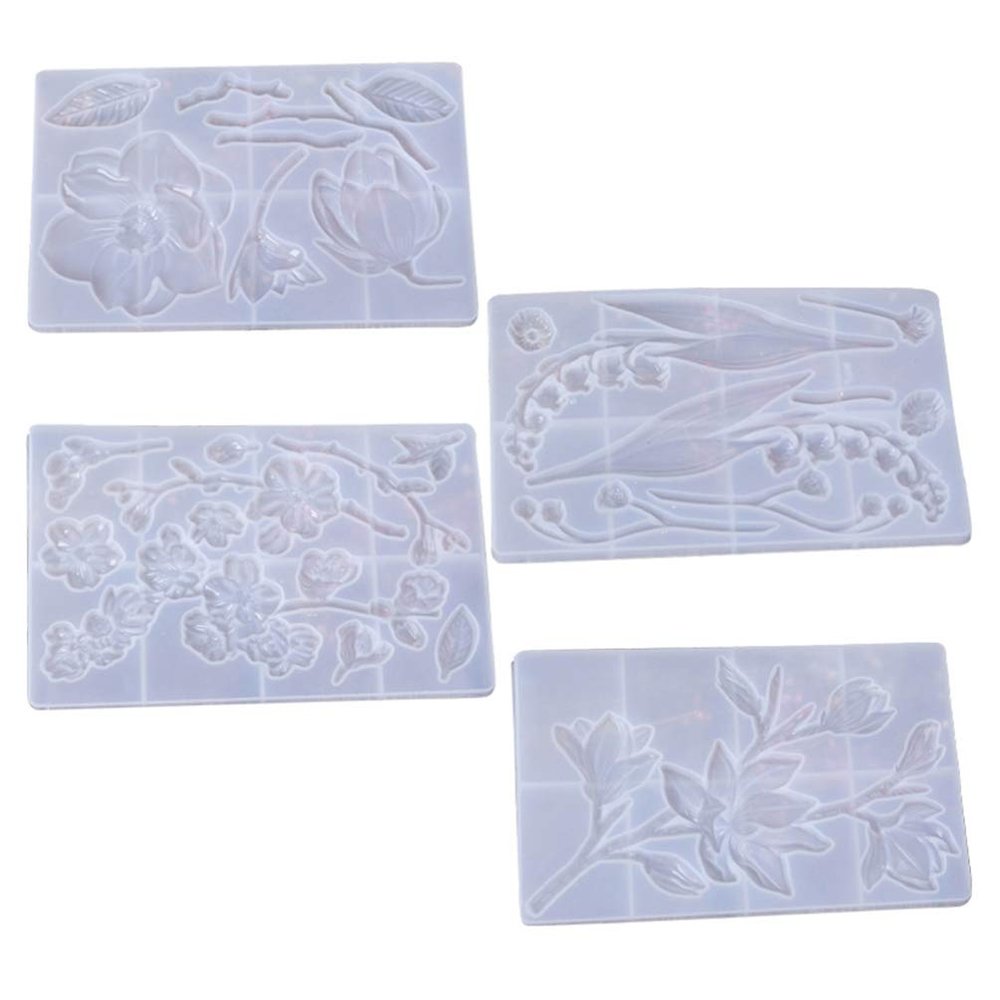 Silicone Die 4pcs Flower Mold DIY Mold for Clay Create Beautiful Flowers