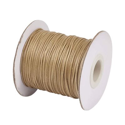 Cheriswelry 85 Yards 1mm Beading String Waxed Cords Korean Polyester Waxed Cord Threads Knotting Braiding Crafting Cord Ropes (Tan) for DIY Bracelet Macrame Necklace Jewelry Making