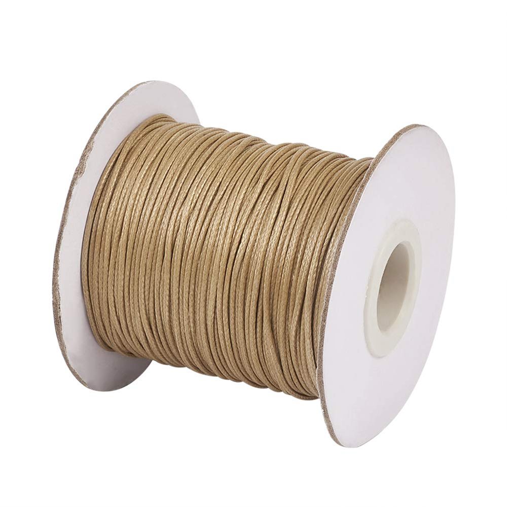 Cheriswelry 85 Yards 1mm Beading String Waxed Cords Korean Polyester Waxed Cord Threads Knotting Braiding Crafting Cord Ropes (Tan) for DIY Bracelet Macrame Necklace Jewelry Making
