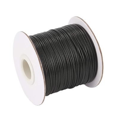Cheriswelry 85 Yards 1mm Black Korean Waxed Polyester Cord Beading String Threads Knotting Braiding Round Cord Ropes Crafting Cord Wire for DIY Bracelet Macrame Necklace Jewelry Making