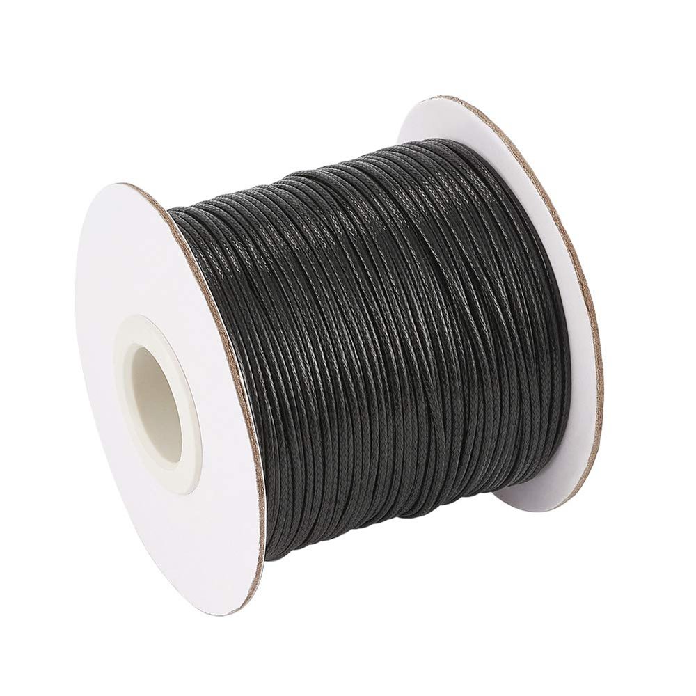 Cheriswelry 85 Yards 1mm Black Korean Waxed Polyester Cord Beading String Threads Knotting Braiding Round Cord Ropes Crafting Cord Wire for DIY Bracelet Macrame Necklace Jewelry Making