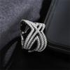 SixTwo 925 Sterling Silver Shiny Full Diamond AAA Cubic Zirconia Rings CZ Diamond Multi Row Ring X Cross Ring Eternity Engagement Wedding Band Ring for Women (7) view 3