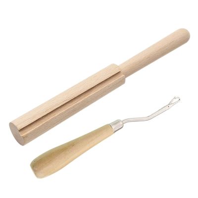 MOMOJIA 2pcs/Set Wooden Latch Hook Yarn Cutter Tool for Tapestry Carpet Rug Making DIY