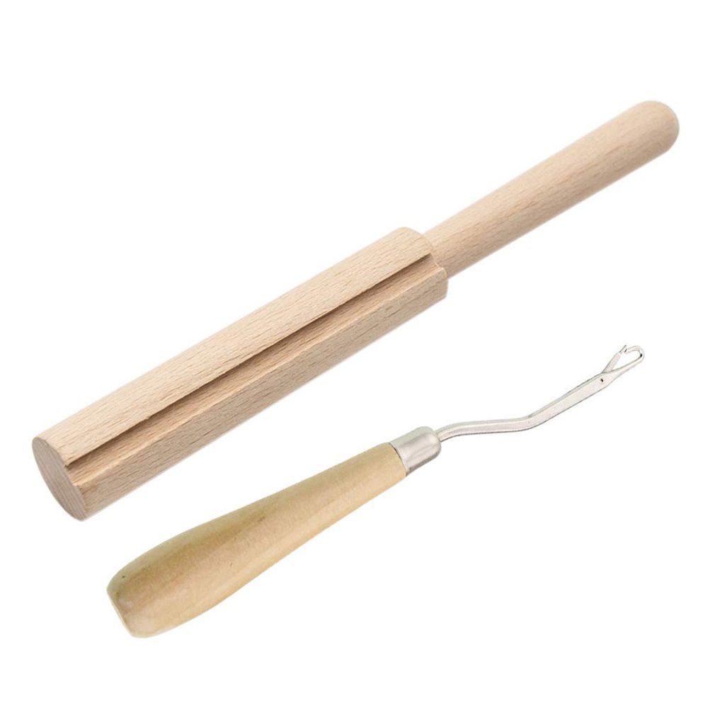 MOMOJIA 2pcs/Set Wooden Latch Hook Yarn Cutter Tool for Tapestry Carpet Rug Making DIY