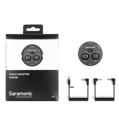 Saramonic Miniature 2-Channel 3.5mm Microphone & Audio Mixer with TRS & TRRS Output Cables for Cameras, Smartphones, Computers & More (AX1)