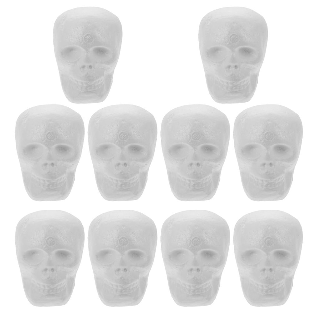 SUPVOX 10Pcs Ghost Head Pendant Foam Skulls DIY Craft Supplies Blank Painting Halloween Decorations for Kids Festival Party